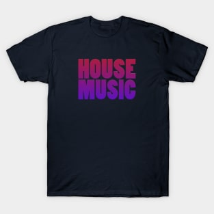 HOUSE MUSIC-Red/Blue Text T-Shirt